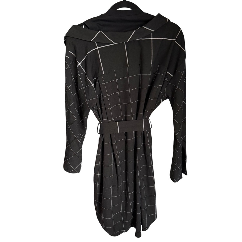 MAJE Razak Women's Small Long Sleeve Asymmetric Plaid Belted Shirt Dress Mini - Picture 3 of 10